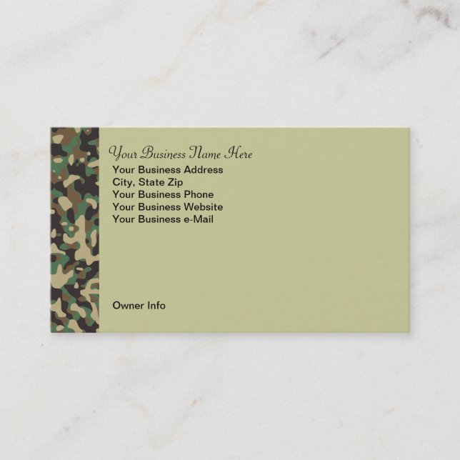 Personalized Hunting Theme Camo Business Card (Front)