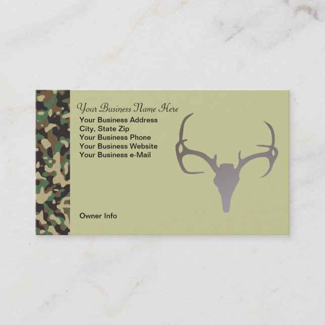 Personalized Hunting Theme Camo Deer Business Card (Front)
