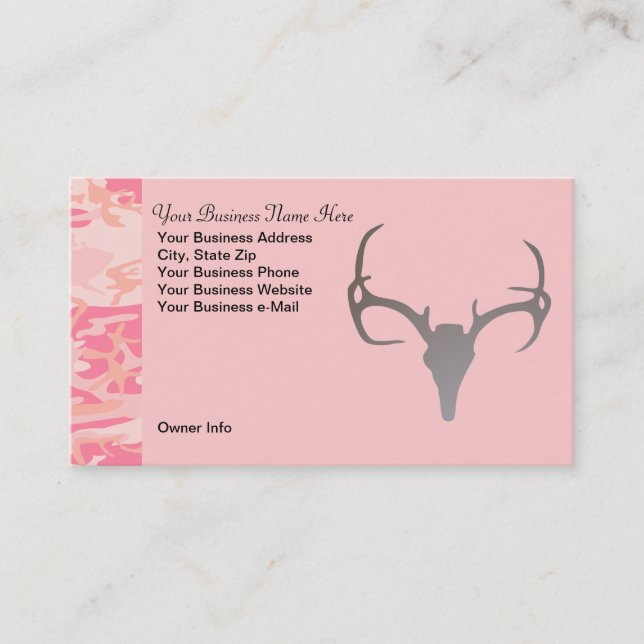 Personalized Hunting Theme Camo Deer Business Card (Front)