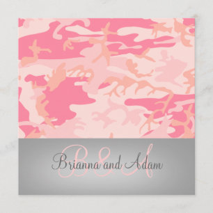 Personalized Hunting Theme Pink Camo Wedding Invitation