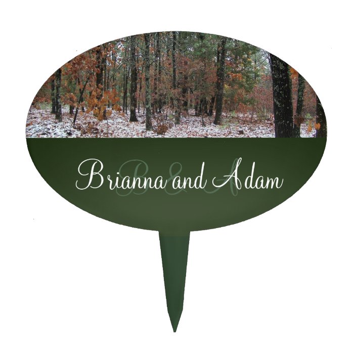 Personalized Hunting Theme Winter Scene Wedding Cake Topper