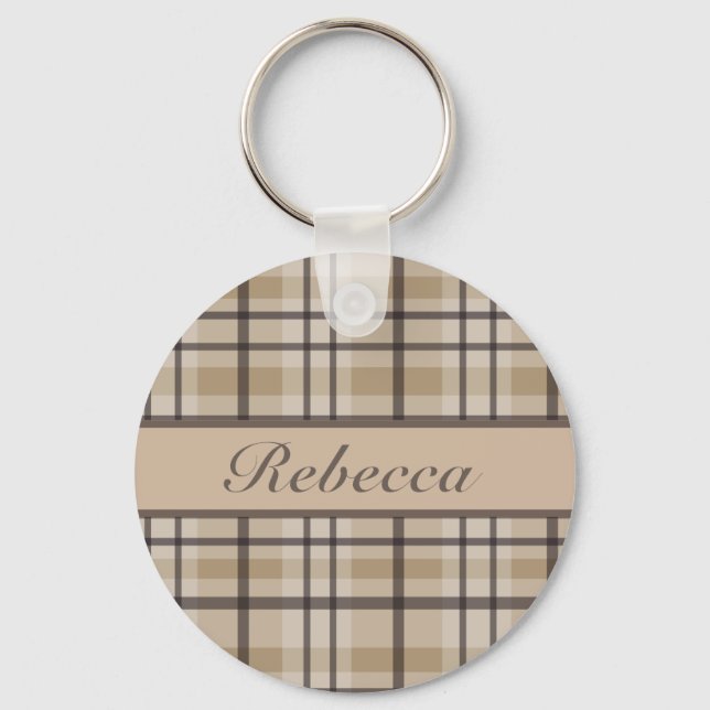 Personalized hurricane and sandrift  plaid pattern keychain (Front)