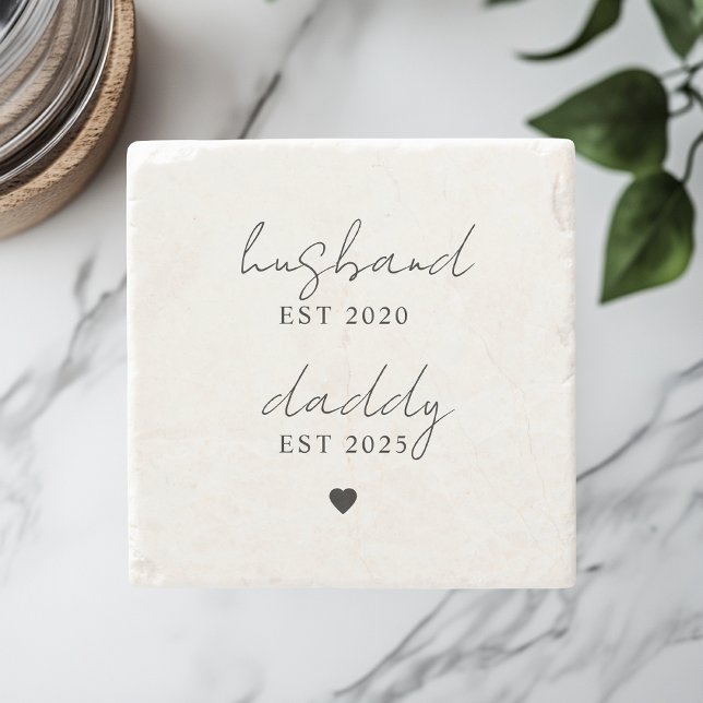 Personalized Husband & Daddy EST Gift  Stone Coaster (Creator Uploaded)