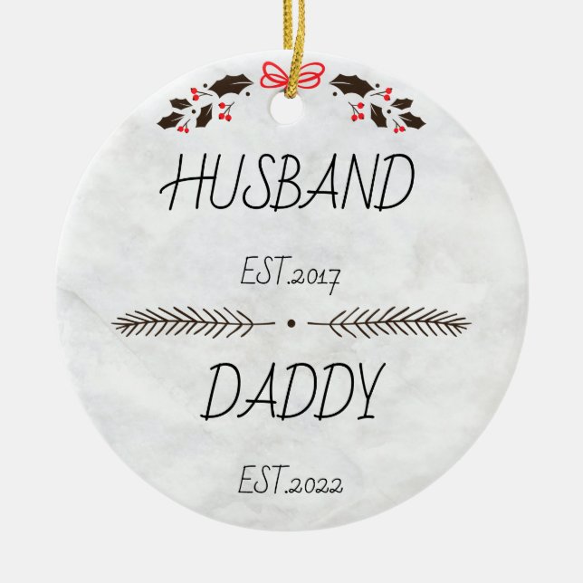 Personalized Husband Daddy - New Dad Gift Ceramic Ornament (Front)