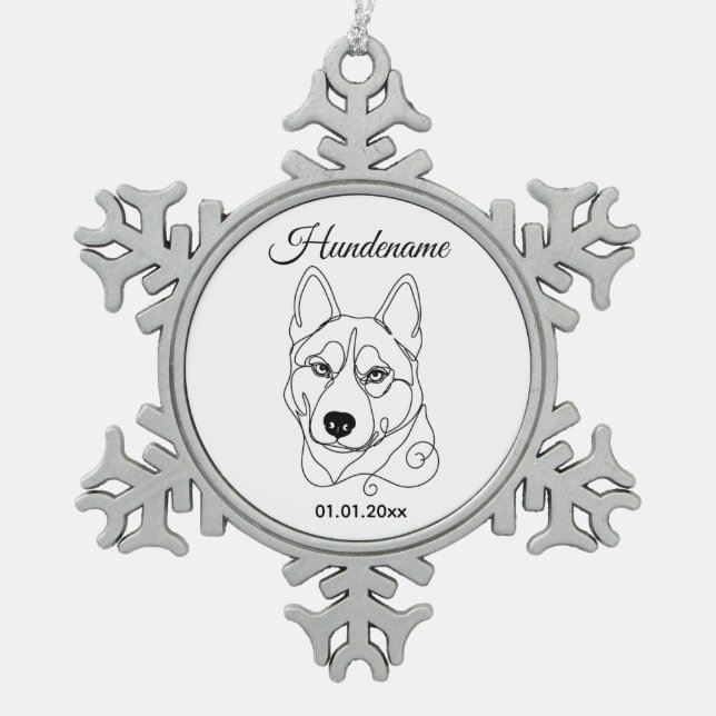 Personalized Husky Christmas Ornament (Front)