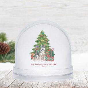 Personalized Husky Dog Christmas Snow Globe