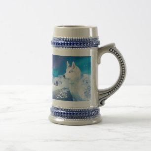 Personalized Husky dog with mountains  Beer Stein
