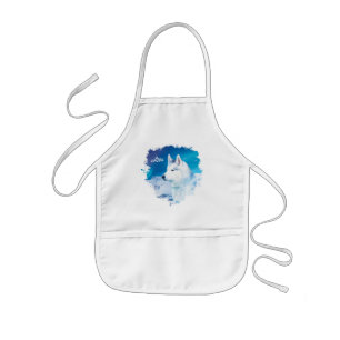 Personalized Husky dog with mountains Kids' Apron