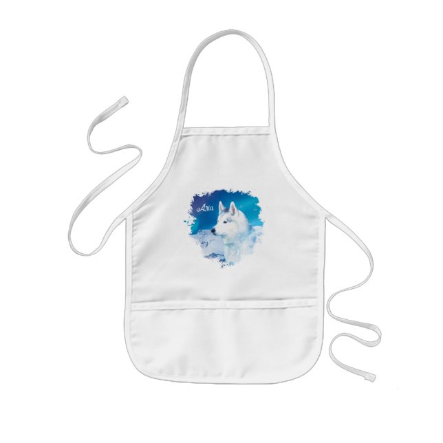 Personalized Husky dog with mountains  Kids' Apron (Front)