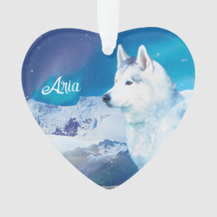 Personalized Husky dog with mountains Ornament