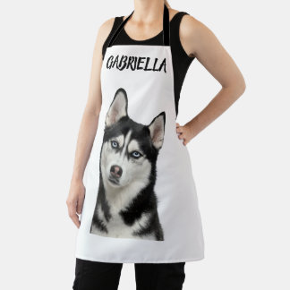 Personalized Husky Eyes Wolf Mask Dog Photo Apron