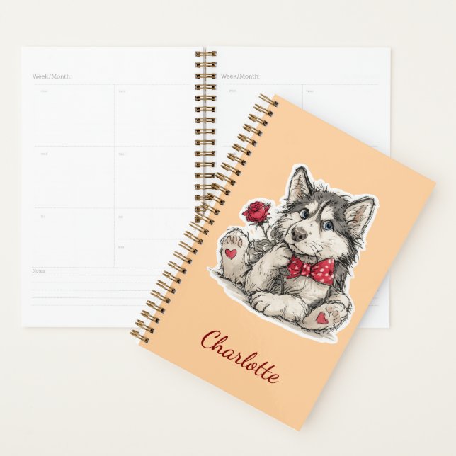 Personalized Husky with Custom Name Planner (Display)