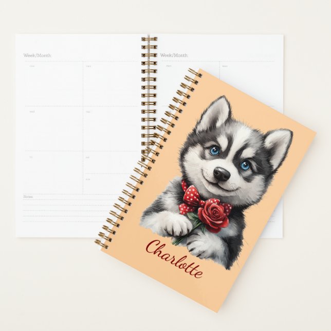 Personalized Husky with Custom Name Planner (Display)