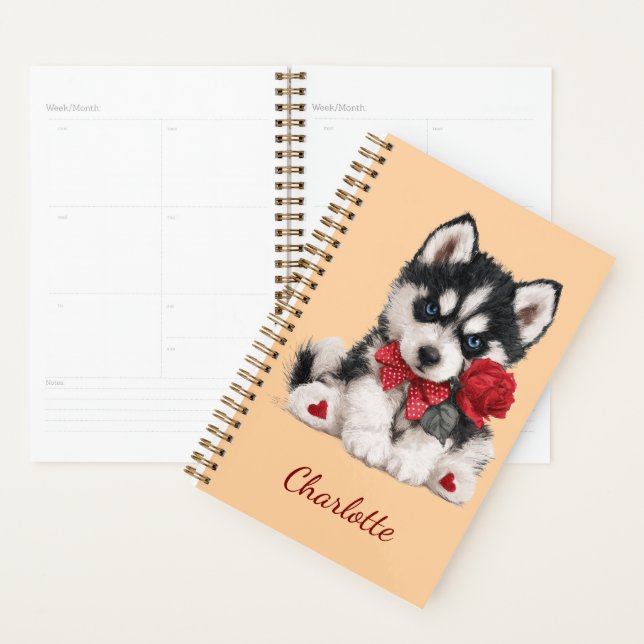 Personalized Husky with Custom Name Planner (Display)