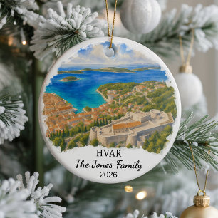 Personalized Hvar Ceramic Ornament, Custom Croatia Ornament