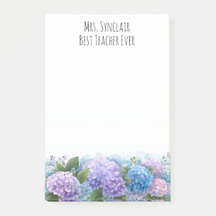 Personalized Hydrangea Flower Teacher Appreciation Post-it Notes