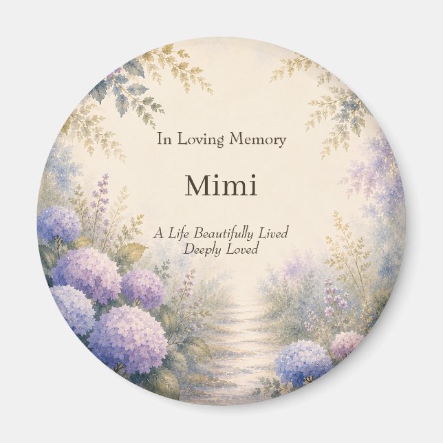 Personalized Hydrangea Memorial Magnet (Front)