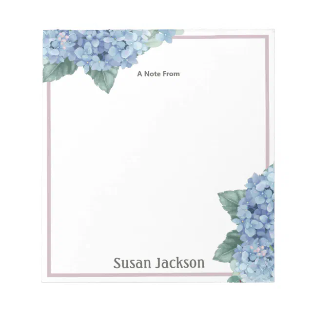 Personalized Hydrangea Pink and Blue Notepad | Zazzle