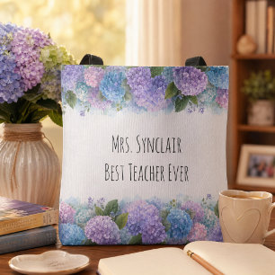 Personalized Hydrangea Teacher Thank You Tote Bag