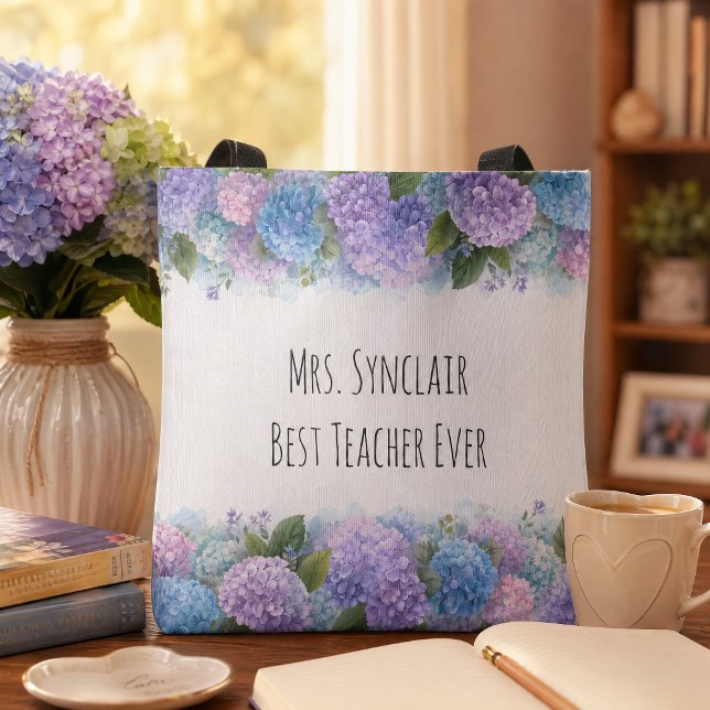 Personalized Hydrangea Teacher Thank You Tote Bag (Creator Uploaded)