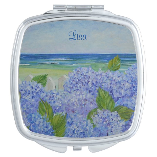 Personalized Hydrangeas By The Sea Compact Mirror (Front)