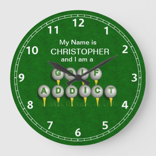 Personalized I am a Golf Addict Large Clock