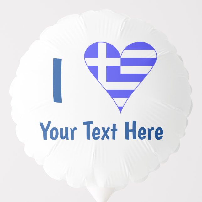 Personalized I (Greek Flag Heart) Blue Balloon (Front)