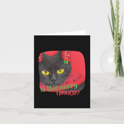 Personalized I hate Christmas Funny Black Cat  Holiday Card