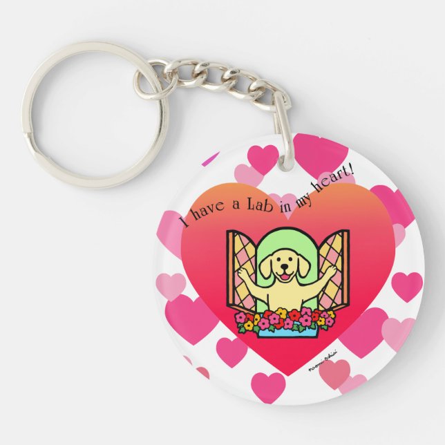 Personalized I have a Lab in my Heart (Yellow) Keychain (Front)