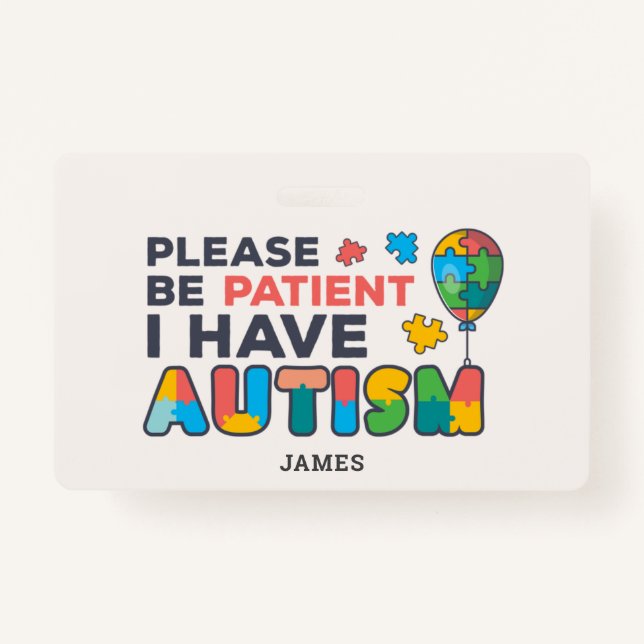 Personalized I Have Autism ID Badge (Front)