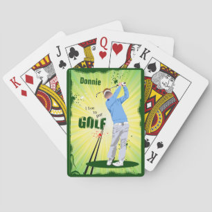 Personalized I Live to Golf Golfer Playing Cards