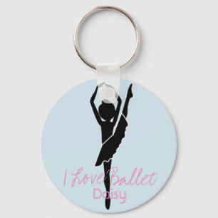 Personalized I Love Ballet Silhouette Keychain
