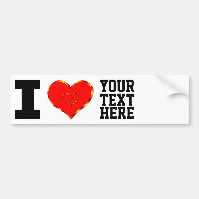 Personalized I Love Bumper Sticker (Front)