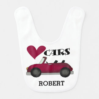 Personalized I Love Cars Bib