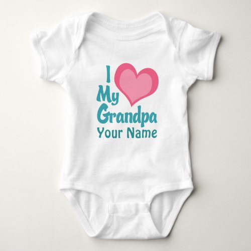 Personalized I Love Grandpa Baby Bodysuit