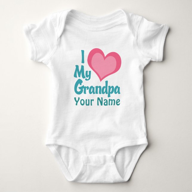 Personalized I Love Grandpa Baby Bodysuit (Front)
