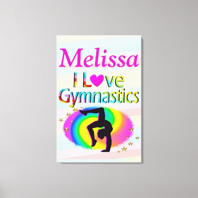 PERSONALIZED I LOVE GYMNASTICS CANVAS PRINT (Front)