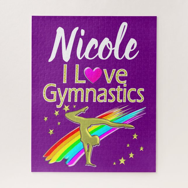 PERSONALIZED I LOVE GYMNASTICS DESIGN JIGSAW PUZZLE (Vertical)