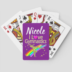 PERSONALIZED I LOVE GYMNASTICS DESIGN POKER CARDS