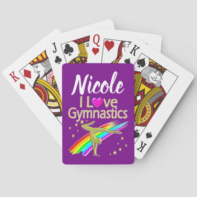 PERSONALIZED I LOVE GYMNASTICS DESIGN POKER CARDS (Back)
