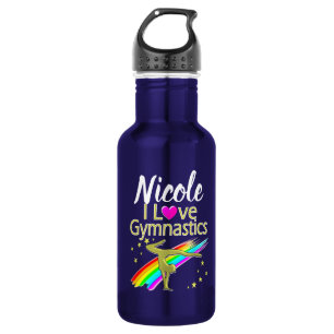 PERSONALIZED I LOVE GYMNASTICS DESIGN STAINLESS STEEL WATER BOTTLE