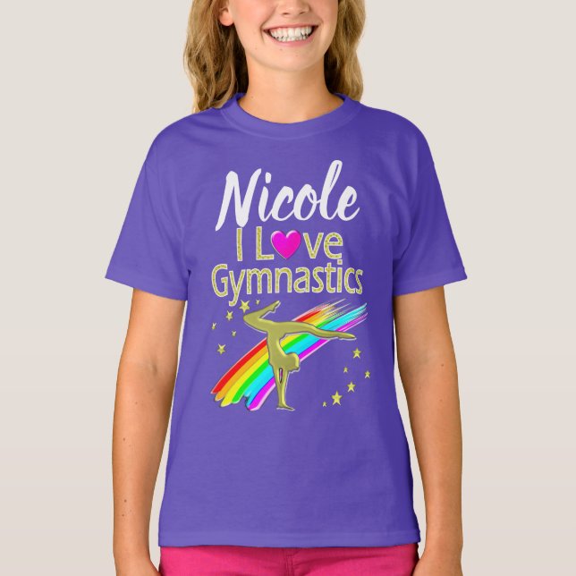PERSONALIZED I LOVE GYMNASTICS DESIGN T-Shirt (Front)