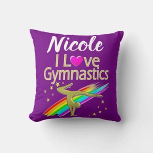 PERSONALIZED I LOVE GYMNASTICS DESIGN THROW PILLOW