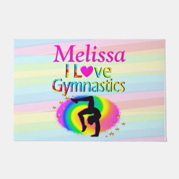 Personalized I Love Gymnastics Mat by MySportsStar at Zazzle