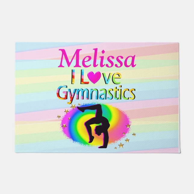 PERSONALIZED I LOVE GYMNASTICS MAT (Front)