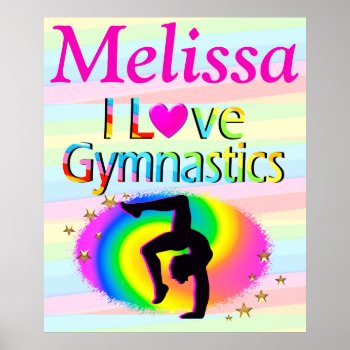 Personalized I Love Gymnastics Poster by MySportsStar at Zazzle