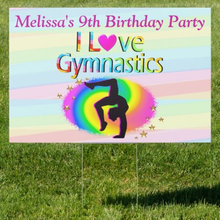 Personalized I Love Gymnastics Yard Size Sign