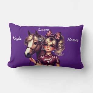 Personalized I love horses Lumbar Pillow