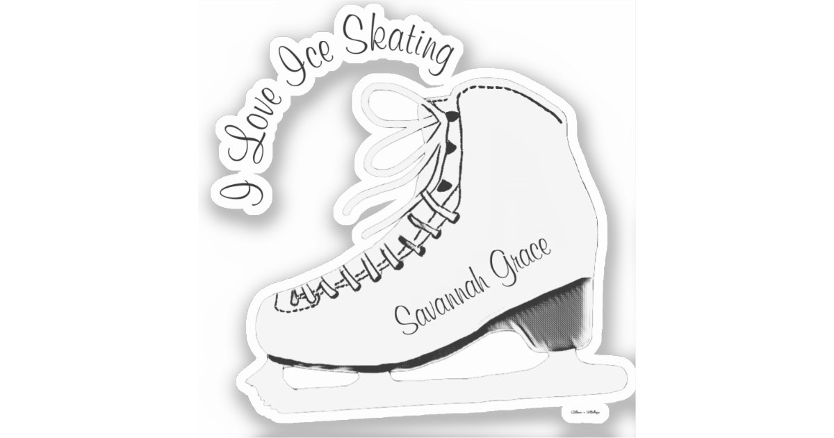 Personalized I Love Ice Skating Name Sticker Zazzle