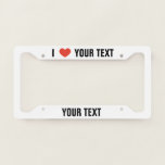 Personalized I Love License Plate Frame at Zazzle